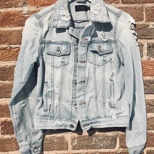 Light Denim Distressed Jean Jacket